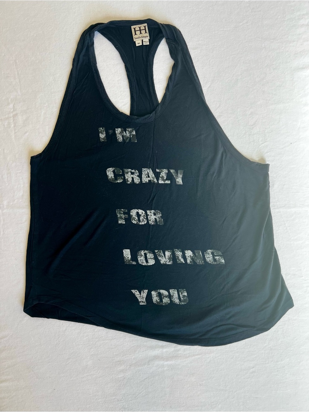 Haute Hippie Black Graphic Racerback Tank